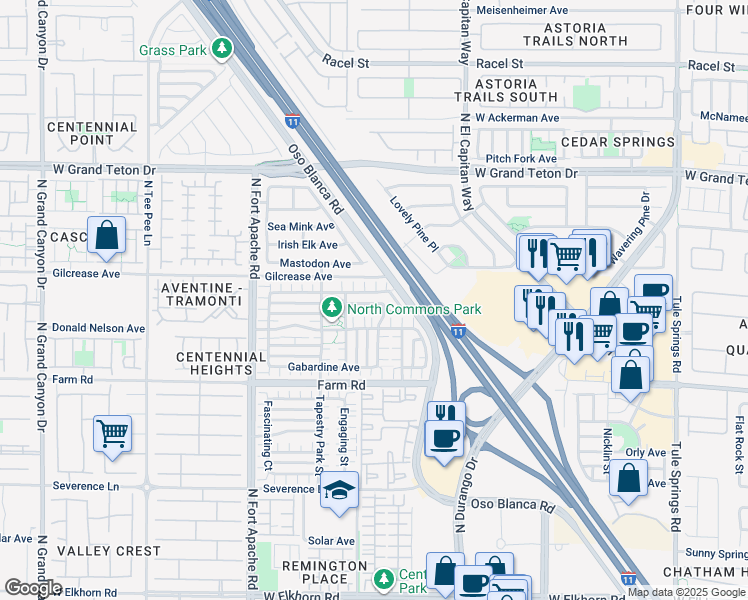 map of restaurants, bars, coffee shops, grocery stores, and more near 8960 Embroidery Avenue in Las Vegas