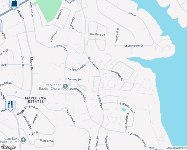 map of restaurants, bars, coffee shops, grocery stores, and more near 108 Otter Glen Drive in Hendersonville