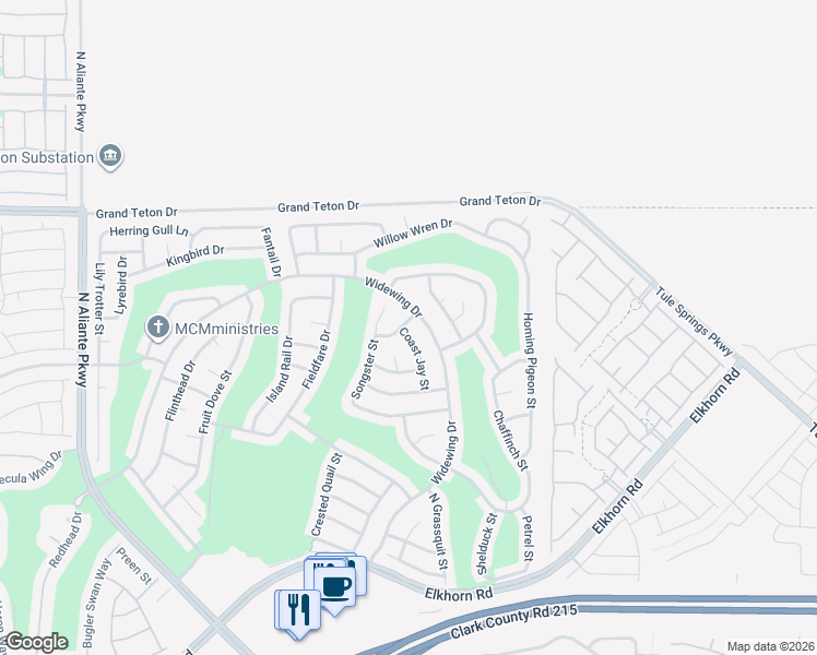 map of restaurants, bars, coffee shops, grocery stores, and more near 7758 Coast Jay Street in North Las Vegas