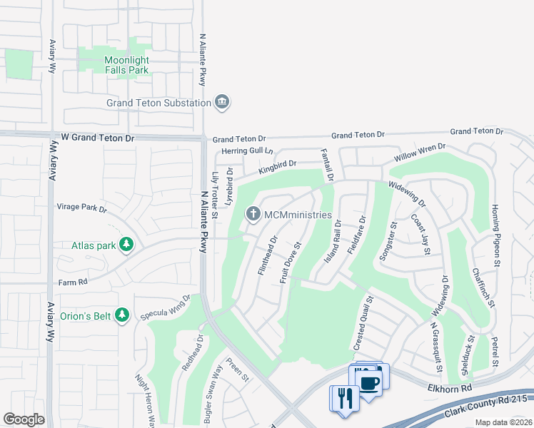 map of restaurants, bars, coffee shops, grocery stores, and more near 7748 Broadwing Drive in North Las Vegas
