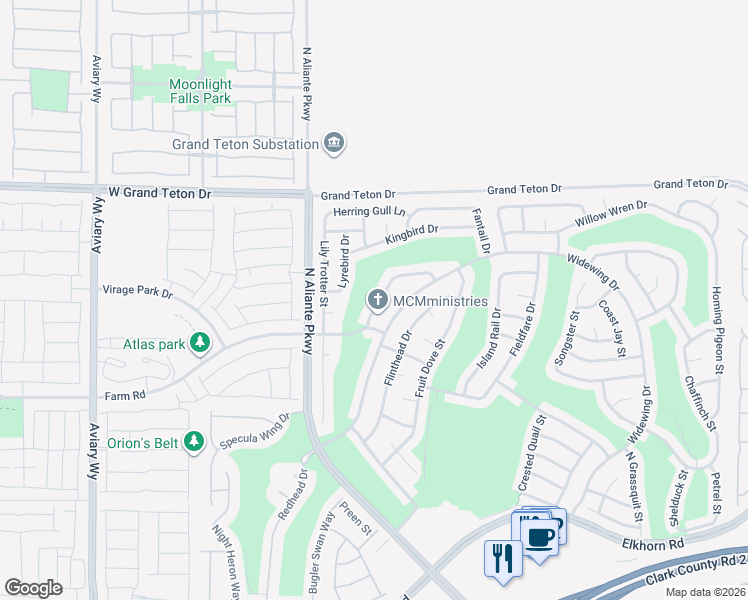 map of restaurants, bars, coffee shops, grocery stores, and more near 3440 Lapwing Drive in North Las Vegas