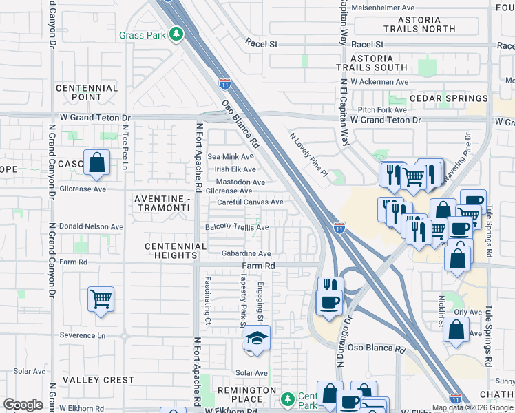 map of restaurants, bars, coffee shops, grocery stores, and more near 9021 Woolen Hearth Court in Las Vegas