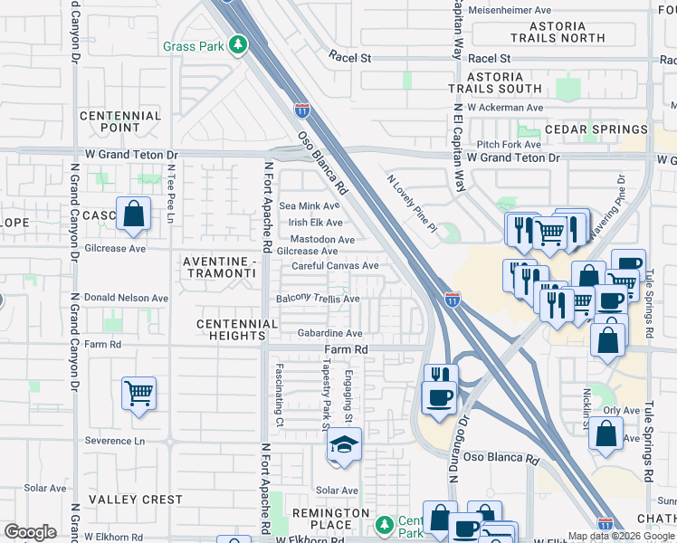 map of restaurants, bars, coffee shops, grocery stores, and more near 9021 Woolen Hearth Court in Las Vegas
