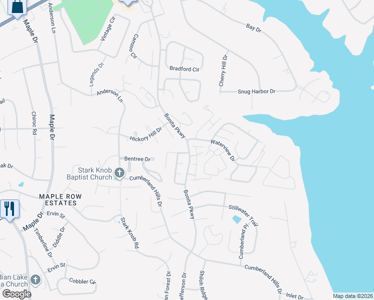 map of restaurants, bars, coffee shops, grocery stores, and more near 327-E Bonita Parkway in Hendersonville