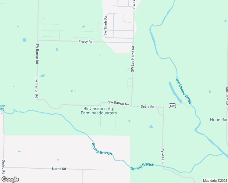 map of restaurants, bars, coffee shops, grocery stores, and more near 9579 Southwest Barron Road in Bentonville
