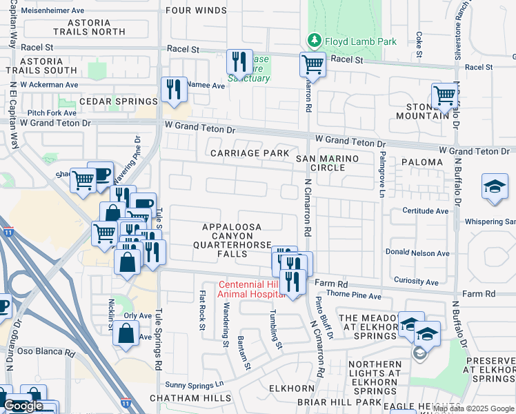 map of restaurants, bars, coffee shops, grocery stores, and more near 8108 Marin Pointe Avenue in Las Vegas