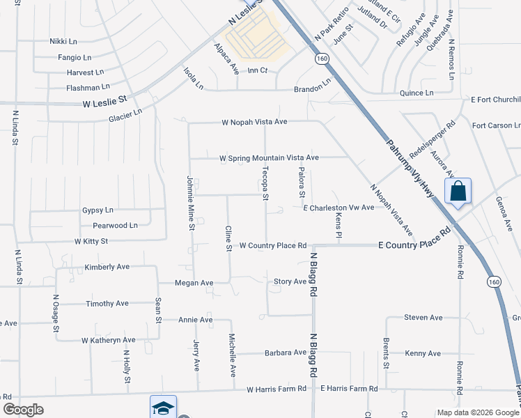 map of restaurants, bars, coffee shops, grocery stores, and more near 5610 Tecopa Street in Pahrump