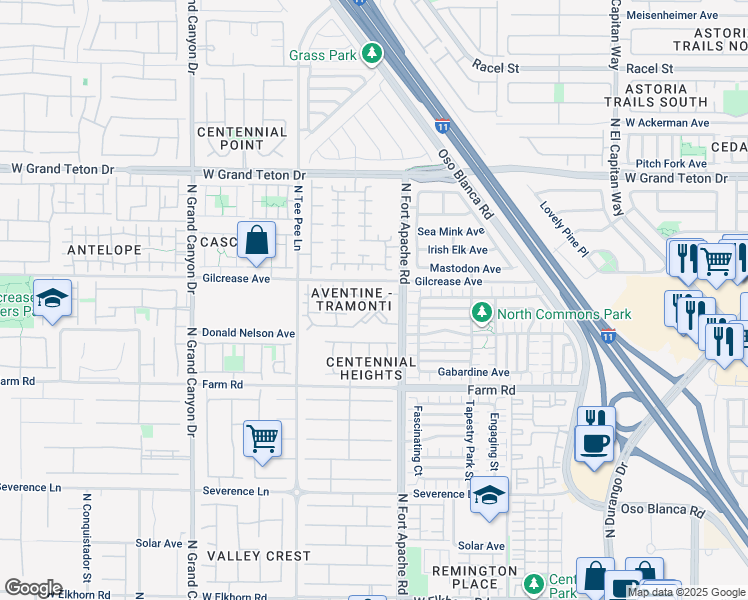 map of restaurants, bars, coffee shops, grocery stores, and more near 9303 Gilcrease Avenue in Las Vegas