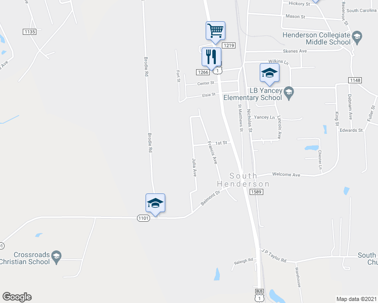 map of restaurants, bars, coffee shops, grocery stores, and more near 2008 Julia Avenue in Henderson