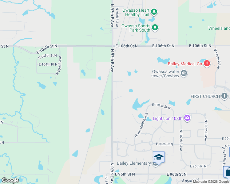 map of restaurants, bars, coffee shops, grocery stores, and more near 10402 North 98th East Avenue in Owasso