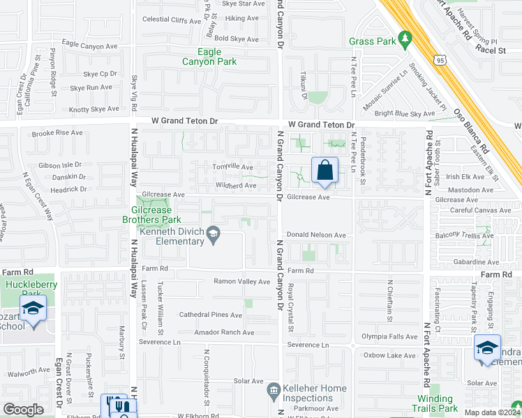 map of restaurants, bars, coffee shops, grocery stores, and more near 9617 Sienna Valley Avenue in Las Vegas