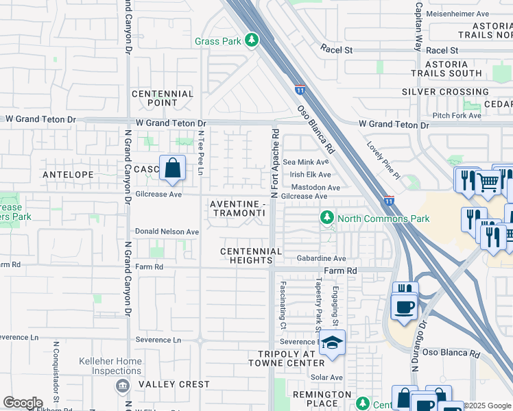 map of restaurants, bars, coffee shops, grocery stores, and more near 9303 Gilcrease Avenue in Las Vegas