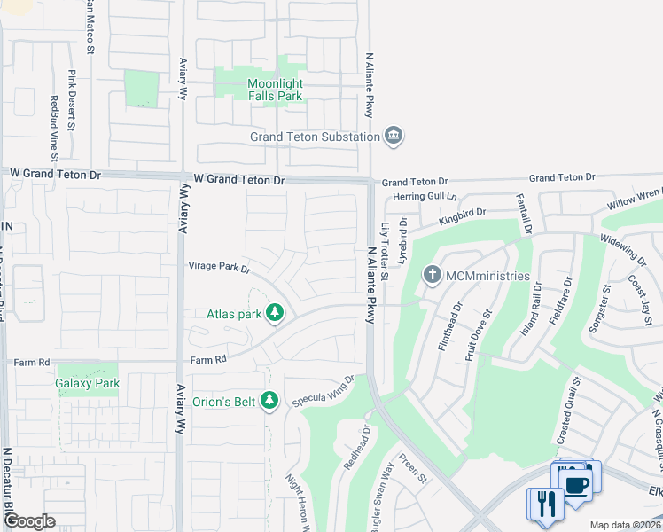 map of restaurants, bars, coffee shops, grocery stores, and more near in North Las Vegas