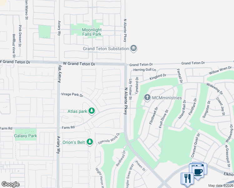 map of restaurants, bars, coffee shops, grocery stores, and more near 3755 Seyfert Avenue in North Las Vegas