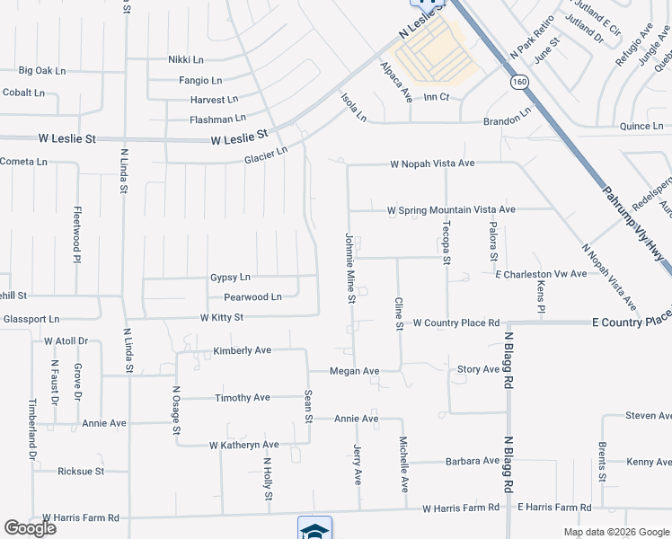 map of restaurants, bars, coffee shops, grocery stores, and more near 5640 Johnnie Mine Street in Pahrump