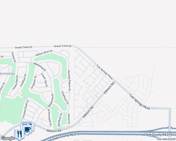 map of restaurants, bars, coffee shops, grocery stores, and more near Homing Pegion Street in North Las Vegas