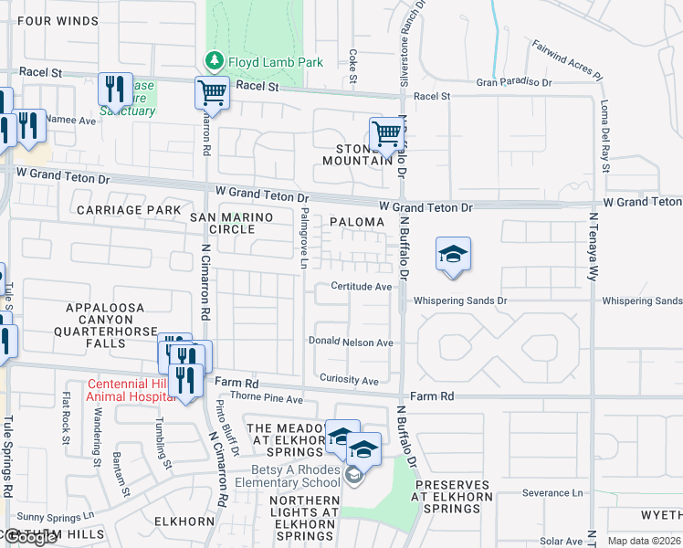 map of restaurants, bars, coffee shops, grocery stores, and more near 7813 Smokerise Court in Las Vegas