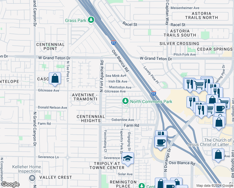map of restaurants, bars, coffee shops, grocery stores, and more near 7756 Trends Court in Las Vegas