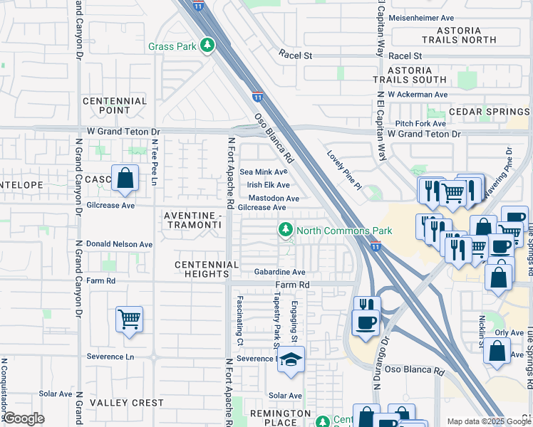 map of restaurants, bars, coffee shops, grocery stores, and more near 7756 Trends Court in Las Vegas