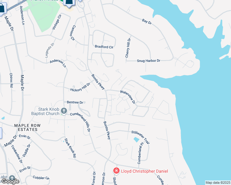map of restaurants, bars, coffee shops, grocery stores, and more near 134 Waterview Drive in Hendersonville