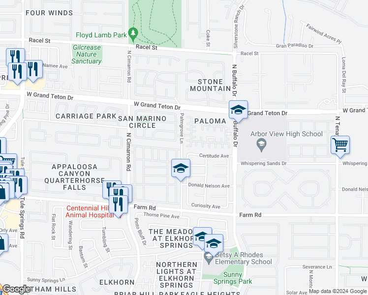 map of restaurants, bars, coffee shops, grocery stores, and more near 7804 Esteem Street in Las Vegas