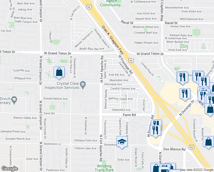 map of restaurants, bars, coffee shops, grocery stores, and more near 7760 Needlepoint Court in Las Vegas