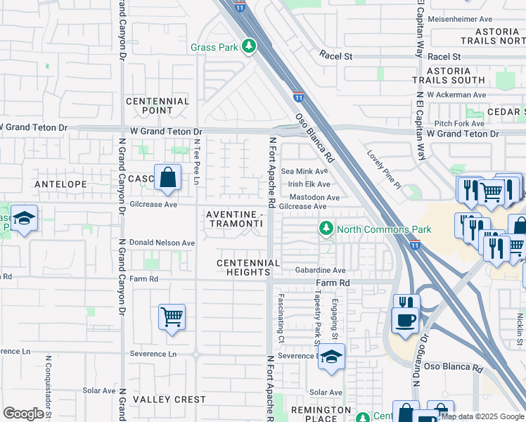 map of restaurants, bars, coffee shops, grocery stores, and more near 9303 Gilcrease Avenue in Las Vegas