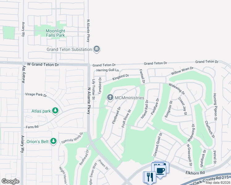 map of restaurants, bars, coffee shops, grocery stores, and more near 3409 Lapwing Drive in North Las Vegas