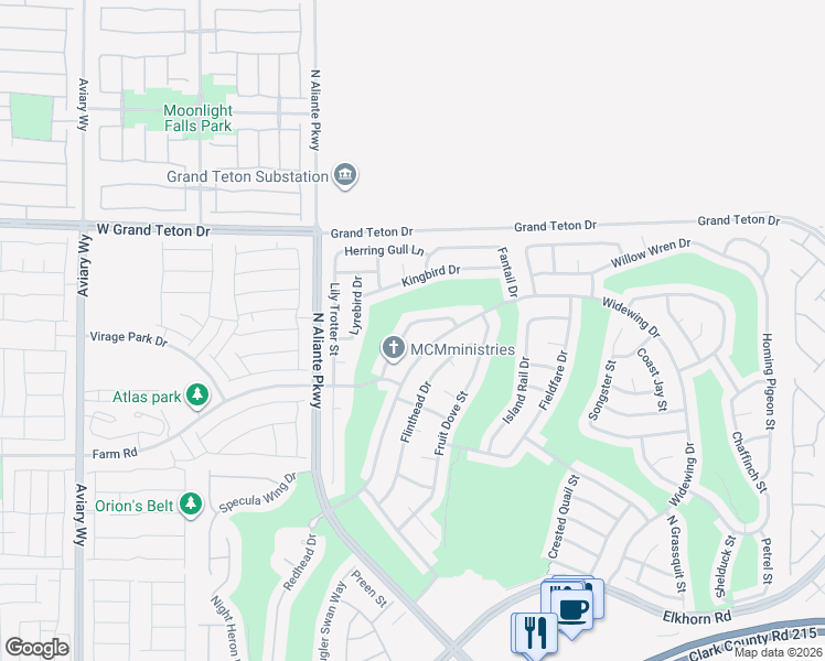 map of restaurants, bars, coffee shops, grocery stores, and more near 3316 Lapwing Drive in North Las Vegas