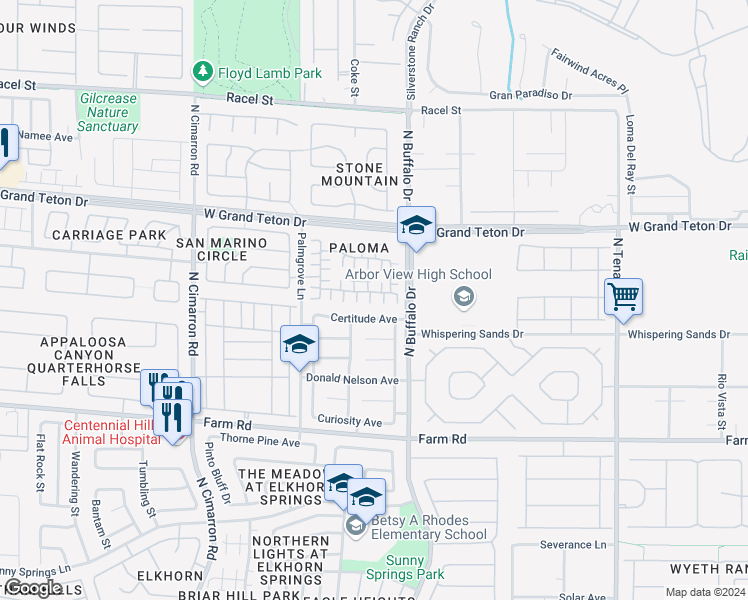 map of restaurants, bars, coffee shops, grocery stores, and more near 7808 Ever Clear Court in Las Vegas