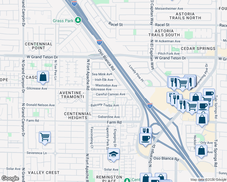 map of restaurants, bars, coffee shops, grocery stores, and more near 7765 Floral Fabric Court in Las Vegas
