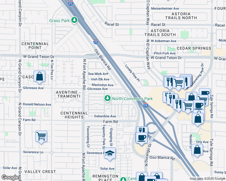 map of restaurants, bars, coffee shops, grocery stores, and more near 7765 Copious Cactus Court in Las Vegas