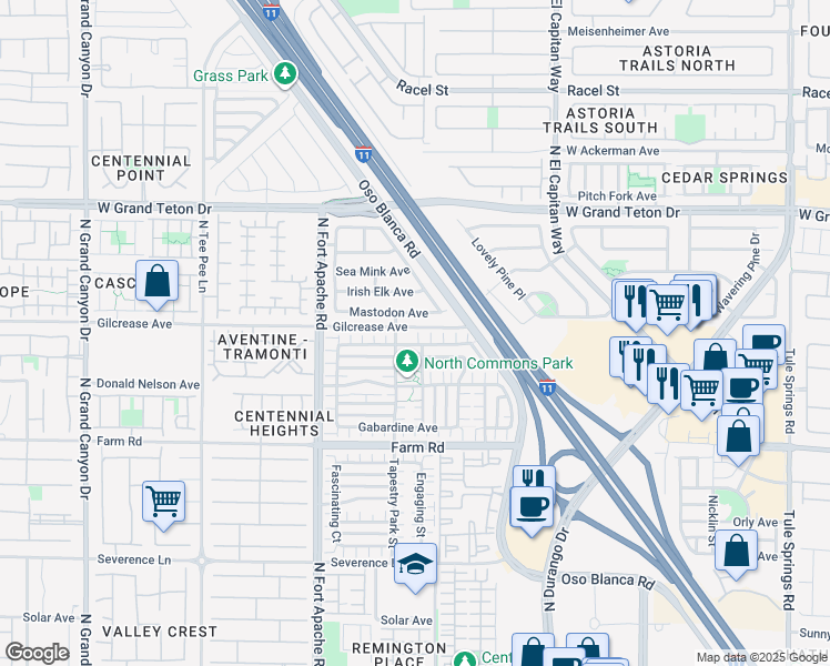 map of restaurants, bars, coffee shops, grocery stores, and more near 7765 Floral Fabric Court in Las Vegas