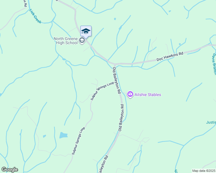 map of restaurants, bars, coffee shops, grocery stores, and more near 1224 Sulphur Springs Loop in Greeneville