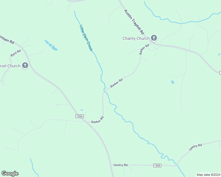 map of restaurants, bars, coffee shops, grocery stores, and more near 453 Barker Road in Elkin
