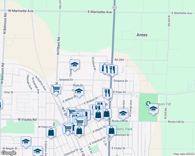 map of restaurants, bars, coffee shops, grocery stores, and more near 803 Monarch Circle in Exeter