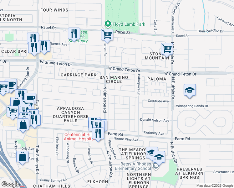 map of restaurants, bars, coffee shops, grocery stores, and more near 7912 Meandering Light Avenue in Las Vegas