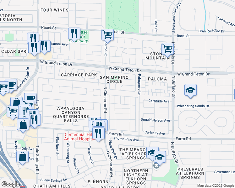 map of restaurants, bars, coffee shops, grocery stores, and more near 7912 Meandering Light Avenue in Las Vegas