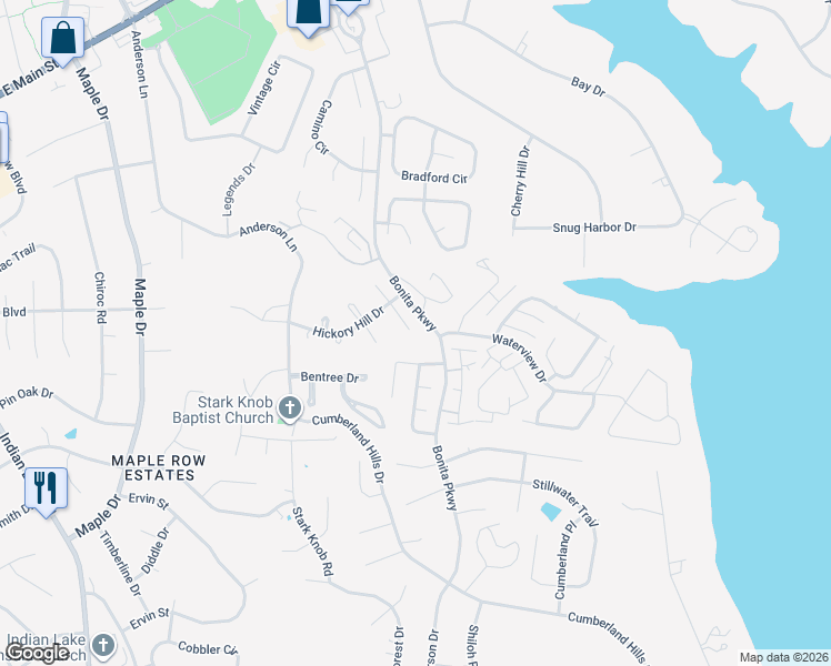 map of restaurants, bars, coffee shops, grocery stores, and more near 113 Maple Way South in Hendersonville
