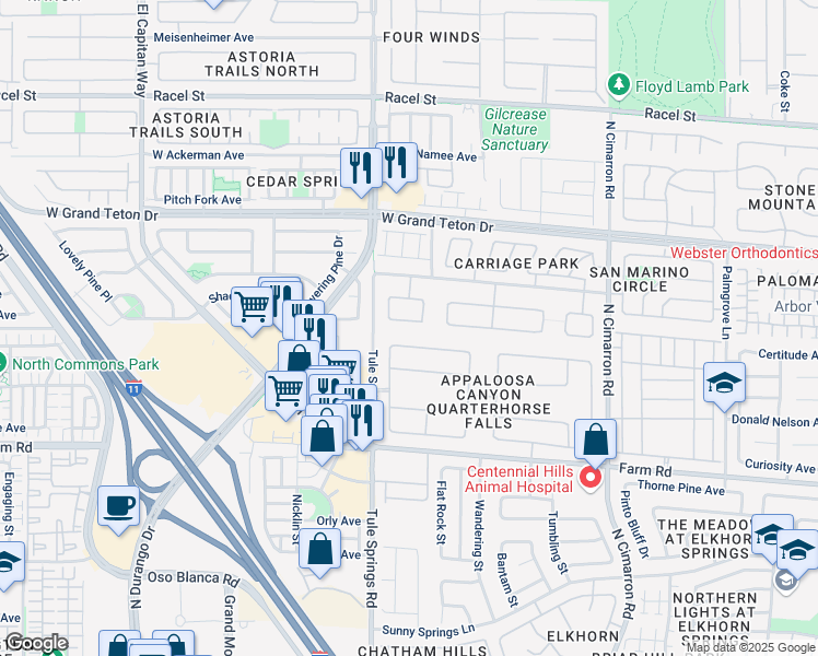 map of restaurants, bars, coffee shops, grocery stores, and more near 8313 Dawn Breeze Avenue in Las Vegas