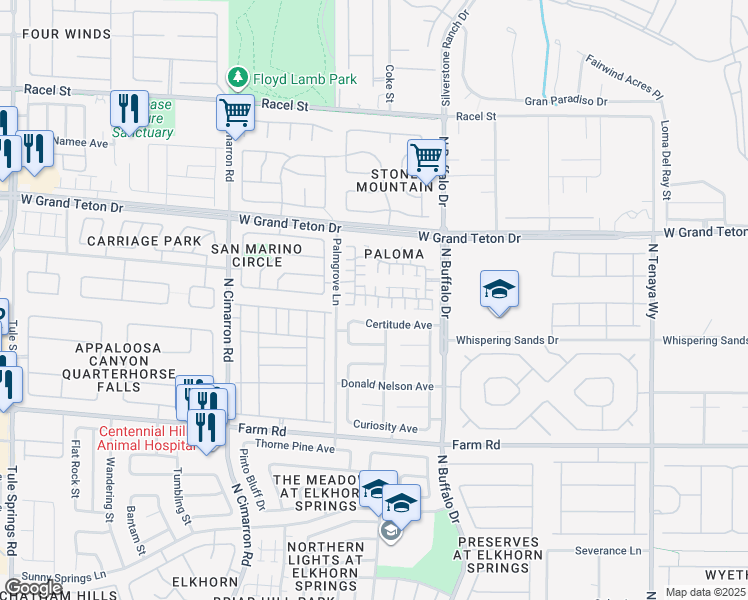 map of restaurants, bars, coffee shops, grocery stores, and more near 7813 Smokerise Court in Las Vegas