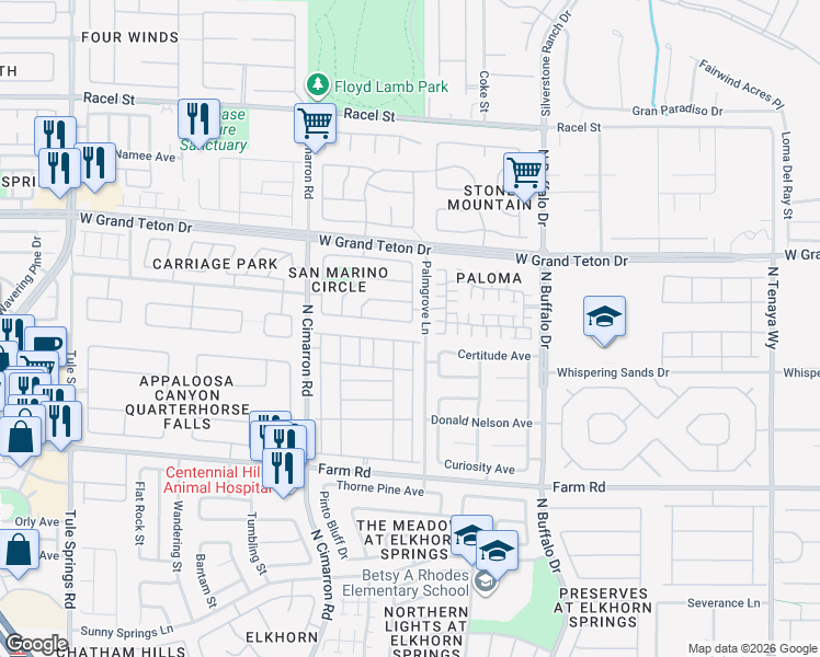map of restaurants, bars, coffee shops, grocery stores, and more near 7813 Brookfield Cove Avenue in Las Vegas