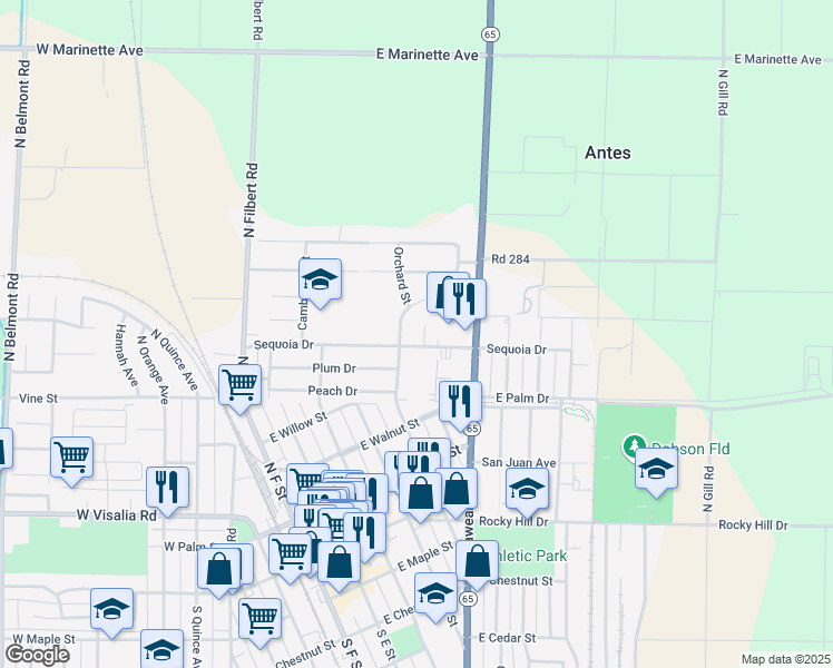 map of restaurants, bars, coffee shops, grocery stores, and more near 802 Monarch Circle in Exeter