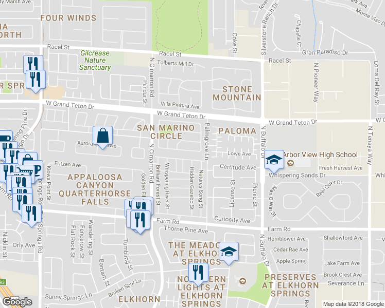 map of restaurants, bars, coffee shops, grocery stores, and more near 7813 Brookfield Cove Ave in Las Vegas