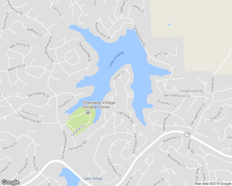map of restaurants, bars, coffee shops, grocery stores, and more near 33 Pinal Circle in Cherokee Village