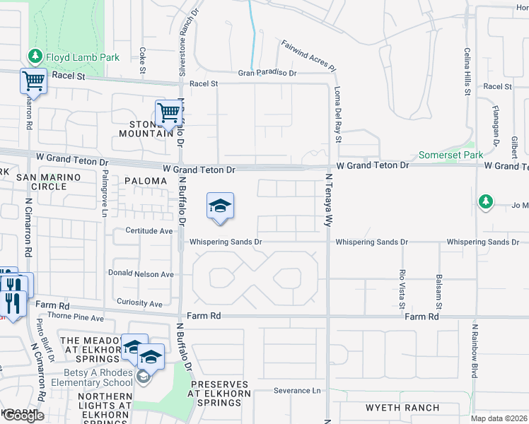 map of restaurants, bars, coffee shops, grocery stores, and more near 7370 Abundant Harvest Avenue in Las Vegas