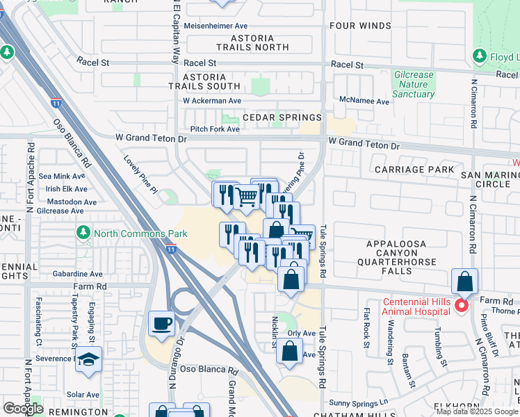 map of restaurants, bars, coffee shops, grocery stores, and more near 8561 Blowing Pines Drive in Las Vegas