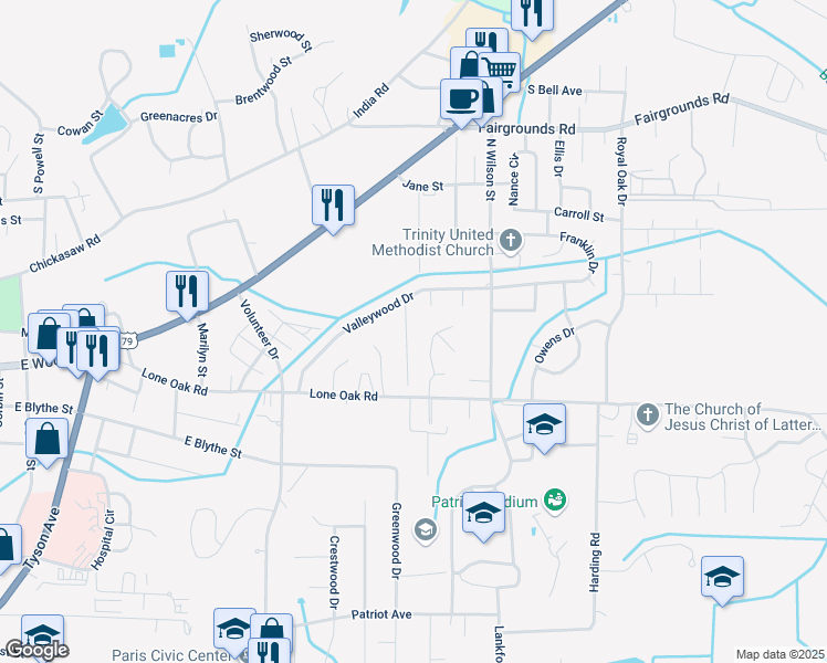 map of restaurants, bars, coffee shops, grocery stores, and more near 204 Bucy Circle in Paris