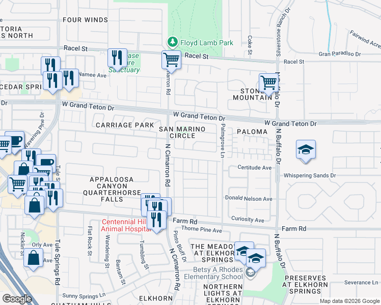 map of restaurants, bars, coffee shops, grocery stores, and more near 7901 Brookfield Cove Avenue in Las Vegas