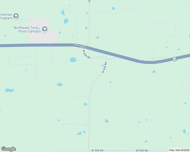 map of restaurants, bars, coffee shops, grocery stores, and more near 288 N4260 Road in Pryor